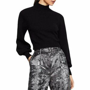 BCBGmaxazria Black Cropped Turtleneck Sweater